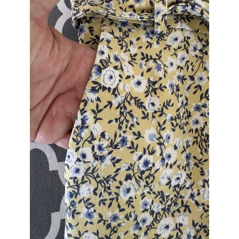 Jules & Leopold Yellow Floral Tie Waist Ankle Pants CHU24719E Womens Small